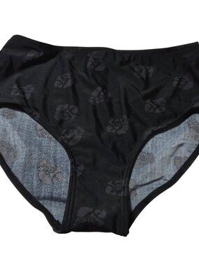 Margaritaville Black Bikini Bottom Size 10 Floral Parrot Print Swimwear Swimsuit
